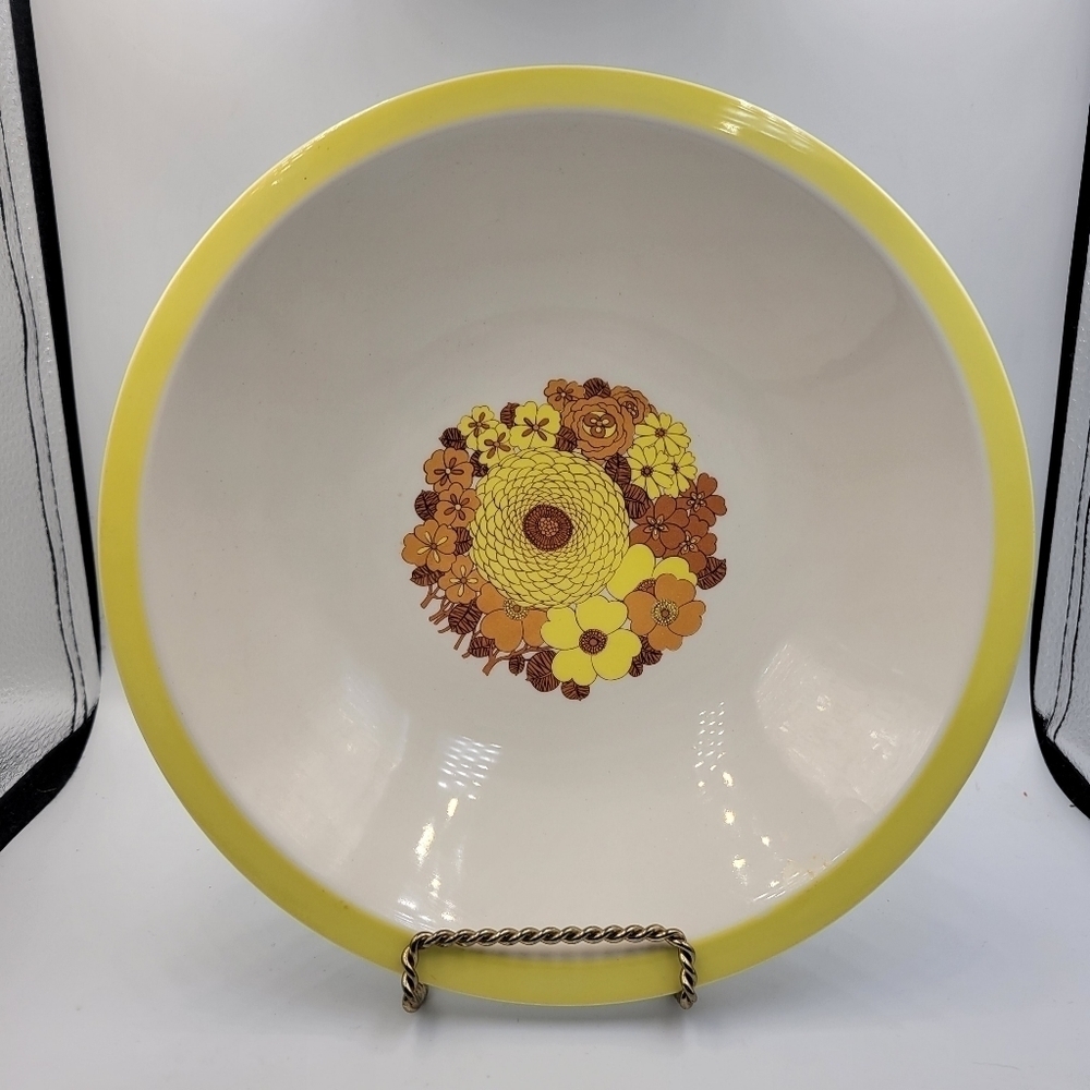 Vintage Yellow and Brown Floral Plate